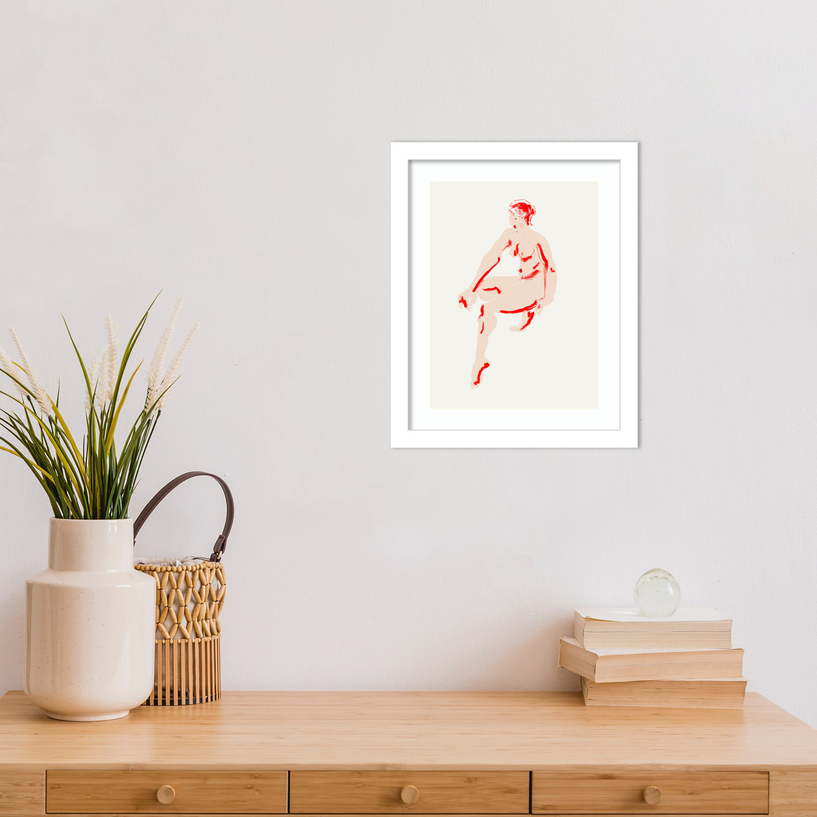 Henn "Naked Woman" Print, White, 13" H x 11" W