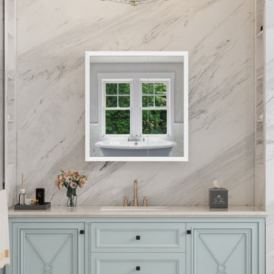 Armoire de salle de bain à DEL encastrée ou à fixation murale avec portes doubles
