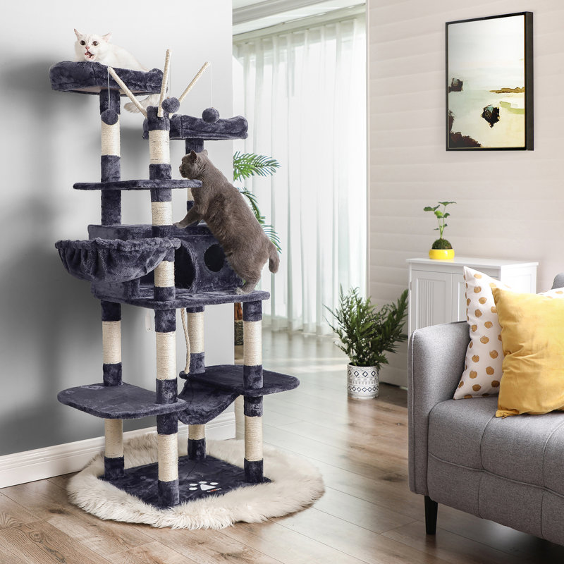 Maisonnette pour chat 65 po Mccusker, Gris fumé