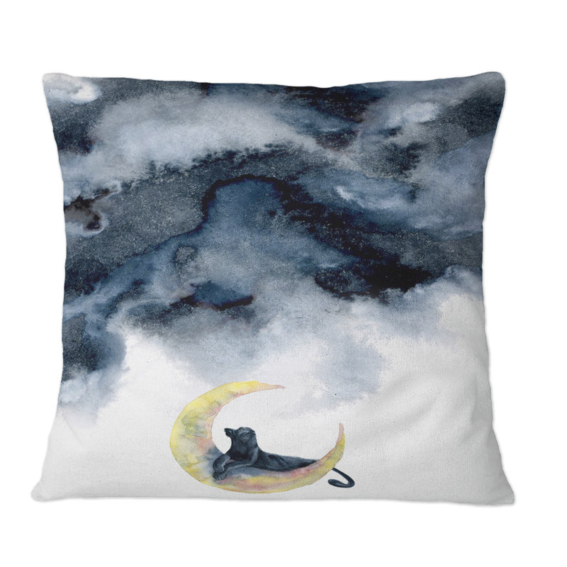 Coussin Black Panther avec demi-lune jaune - imprimé moderne, 16 po x 16 po