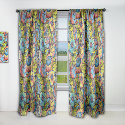 Amazing Colorful Floral Pattern - Nature Modern Blackout Curtain Single Panel