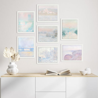 " Pastel Watercolor Landscape Abstract Geometric Minimalism " 7 - Pieces