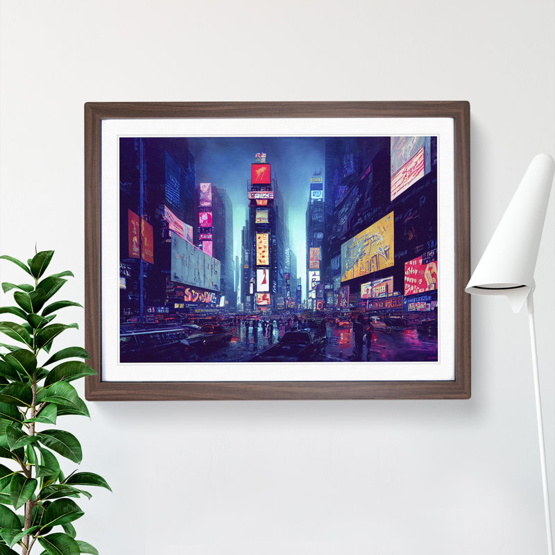XH1022-6202X Modern Times Square Art Vol.1 - Single Picture Frame Print, 46cm H x 64cm W x 2cm D, Walnut Framed