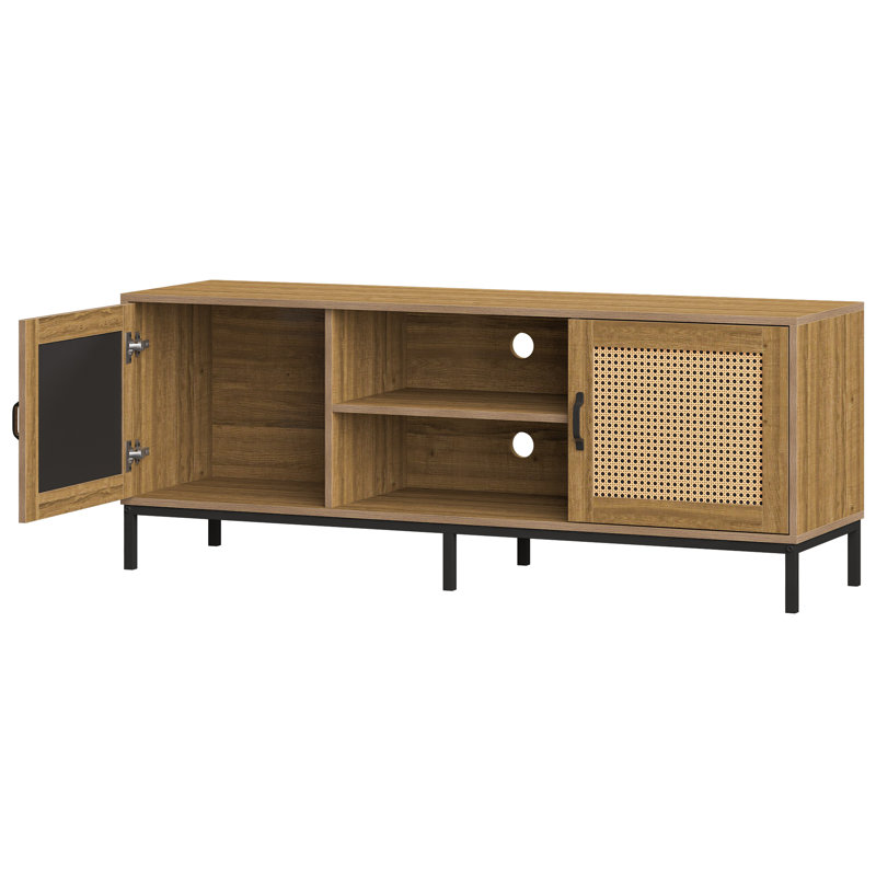  Meuble télé 56 po pour téléviseur de 60 po ou moins Boho - Fabrication en contreplaqué durable - Finition en bois résistante aux égratignures