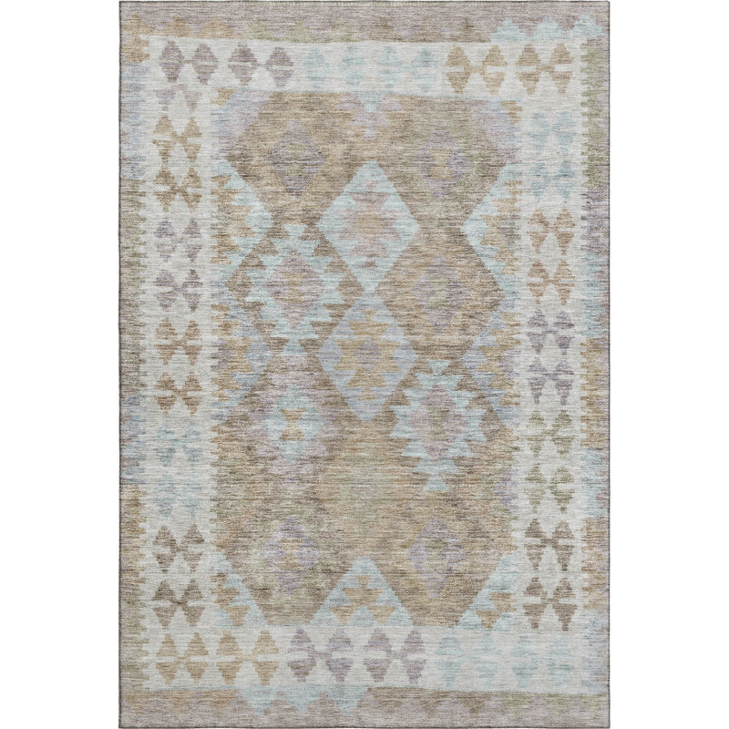 Premium Machine Washable Tara AMF1915 Tribal Rug, Rectangle 8' x 10'