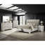 Grand lit avec tête de lit ultra, tiroirs de rangement, design contemporain, couleur brume blanche, tête de lit et finition en bois massif, cadre-1382438500