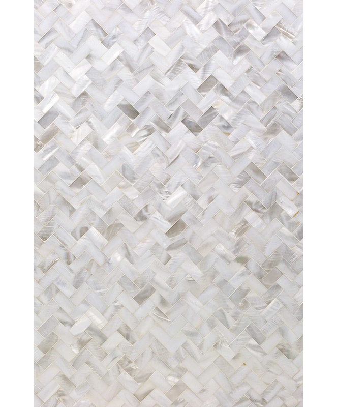 Serene .5x1 Herringbone Polished Pearl Mosaic Tile