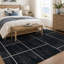 Tapis noir antidérapant Windowpane Grid-927281015