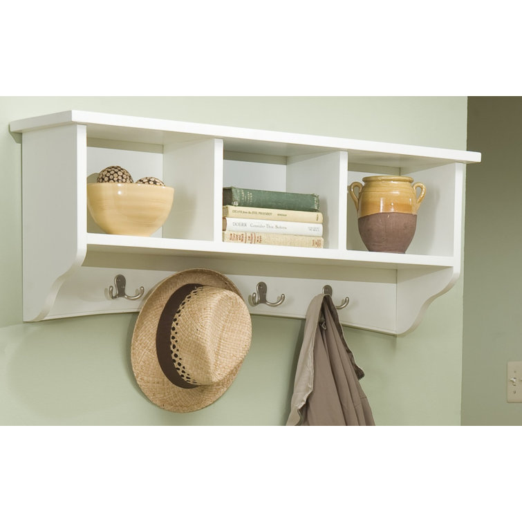Ajwad Shaker Cottage Wall-Mounted Coat Rack, Storage Cubbies, Chocolate Finish, Easy Installation, French Cleat System, Ideal for Entryway – Dimensions: 36 in. W x 9 in. D x 14 in. H, Spaced Hooks