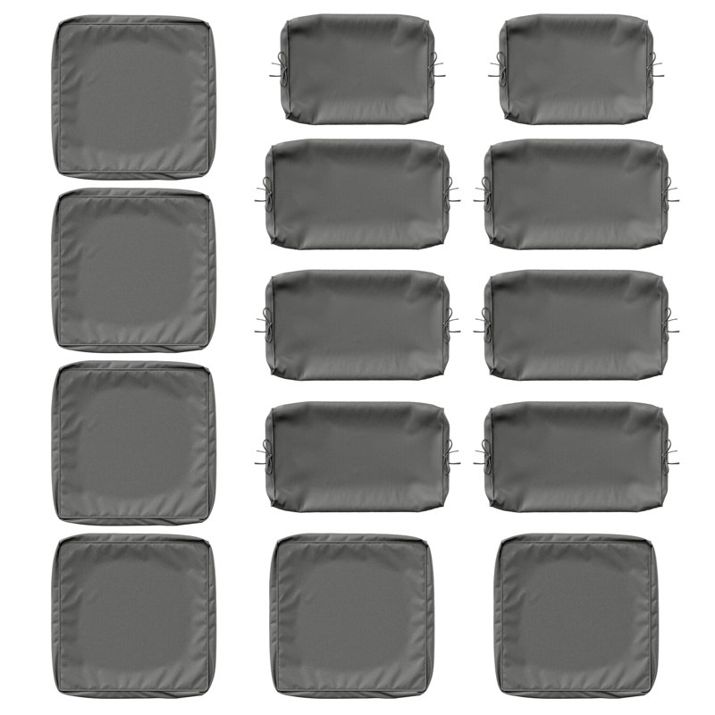 14 Pcs Outdoor Cushion Slipcovers All-Weather Patio Cushion Covers For Outdoor Furniture, Covers Only, Gray