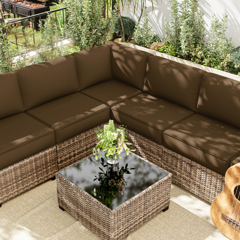 Housse de coussin pour groupe de sièges d'extérieur 14 pièces, seulement 14 housses, Chocolat