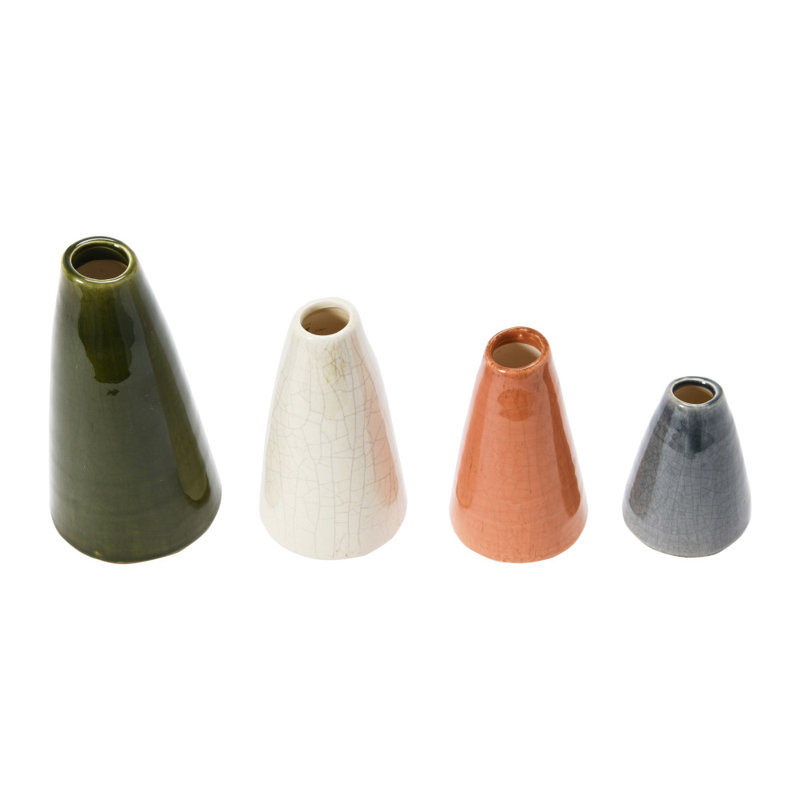 Orlando Decorative Terracotta Table Vase, White/Brown/Gray