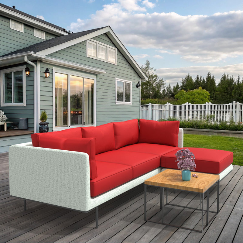 Sunbrella Outdoor Sectional Sofa Replacement Cushions Set, 5 Inch, Canvas Jockey Red