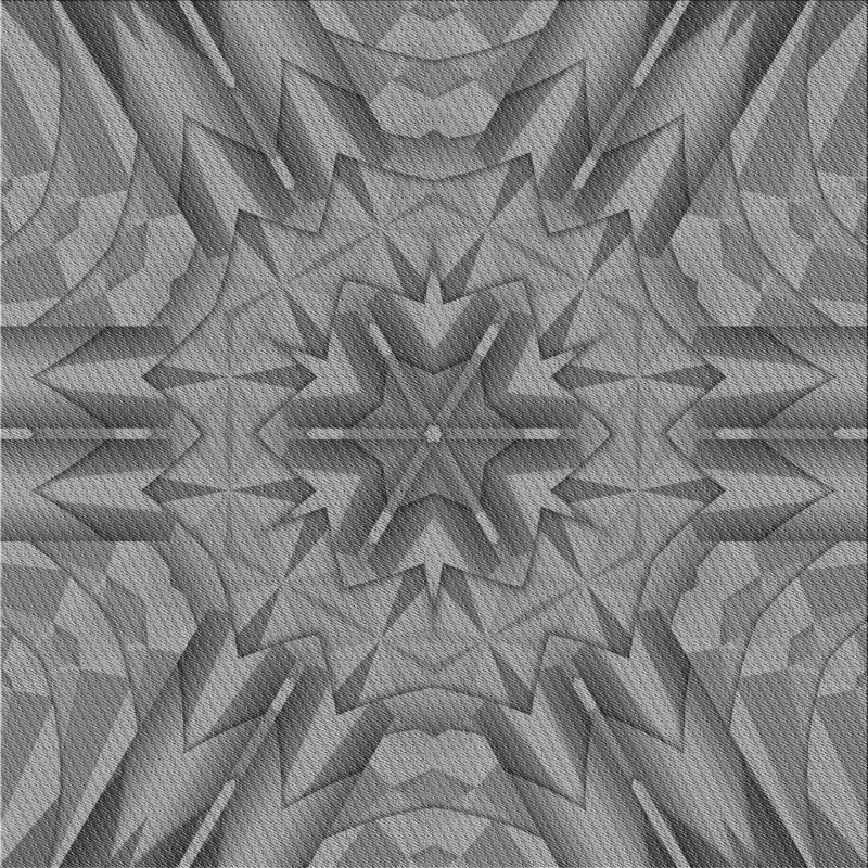 Gris abstrait/Tapis décoratif blanc, Carré 6 pi
