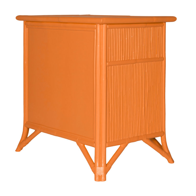 1 - Drawer Rattan Nightstand, Citrus Orange