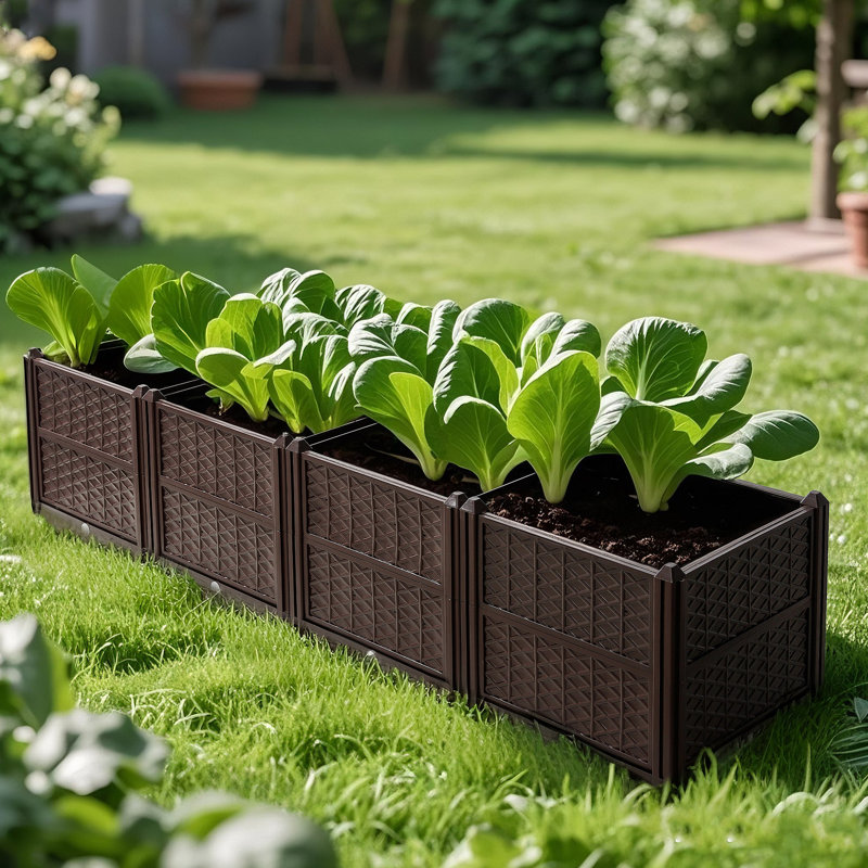 Boîte à fleurs rectangulaire en plastique pour légumes, herbes, fleurs et plantes grasses