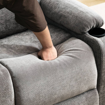Up To 350 LBS Chenille Power Lift Recliner Chair, Heavy Duty Motion Mechanism With 8-Point Vibration Massage And Lumbar Heating, Stainless Steel Cup Holders