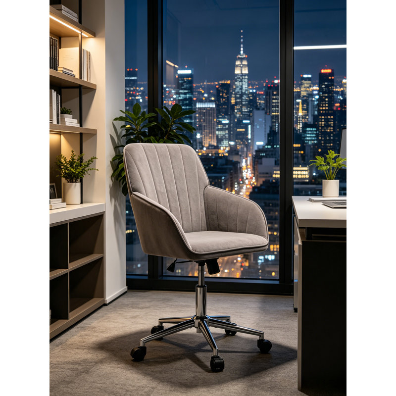 Adjustable Ergonomic Swivel Office Chair, Comfortable Desk Chair With Lumbar Support For Home & Bedroom, Gray