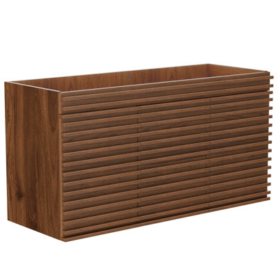 48" Wall-Mount Walnut  Bathroom Vanity Without Sink