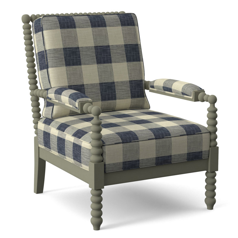 Lind Island 29" Wide Lounge Chair, Sunbrella Beige Pinstripe; 6205-74, Greystone Finish