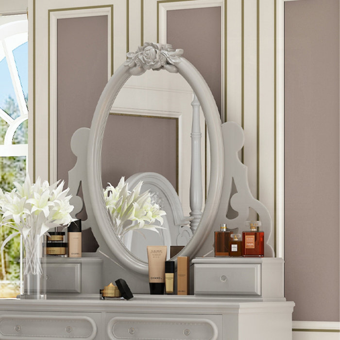 Miroir Flora avec bijoux, Gris