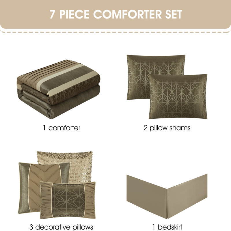 Pawan 7 Piece Geometric Comforter Set, null