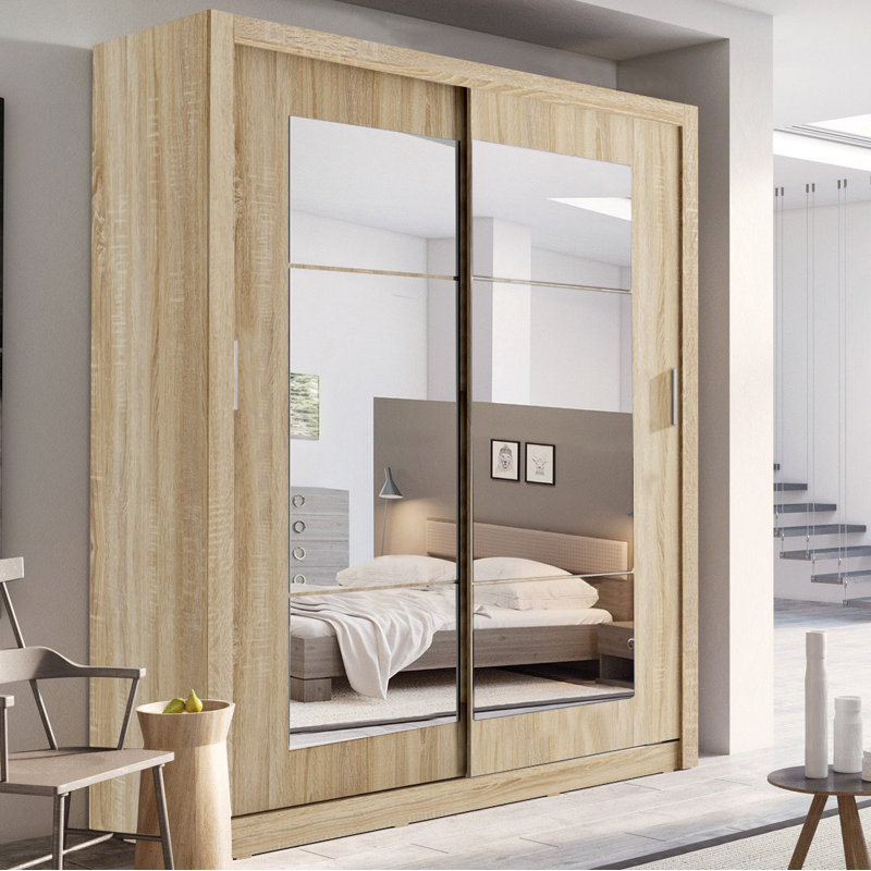 Gravelle 2 Door Manufactured Wood Wardrobe, Oak Sonoma