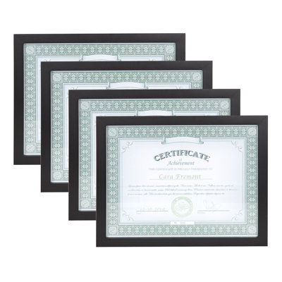 Black Wood Matte Picture Frame - Set of 4 with Mat
