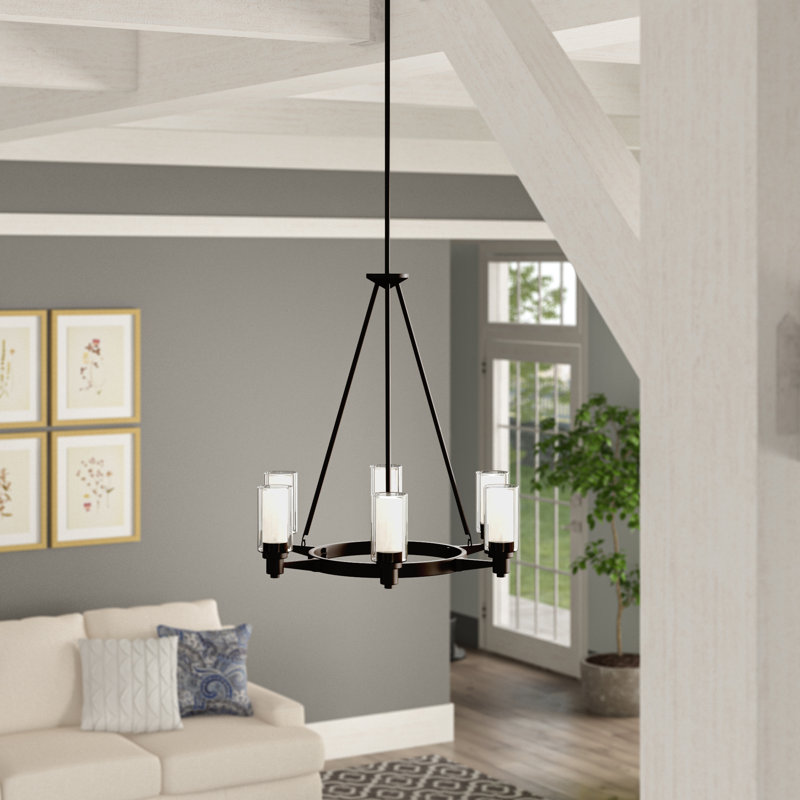 Circolo 6 - Light Wagon Wheel Chandelier, Olde Bronze