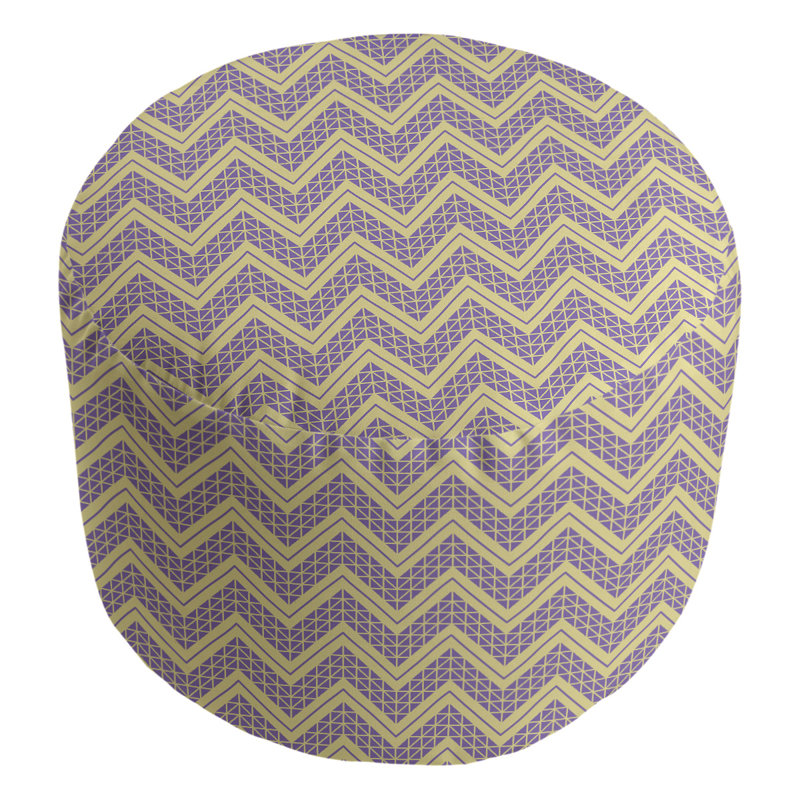 Upholstered Pouf, Yellow/Purple