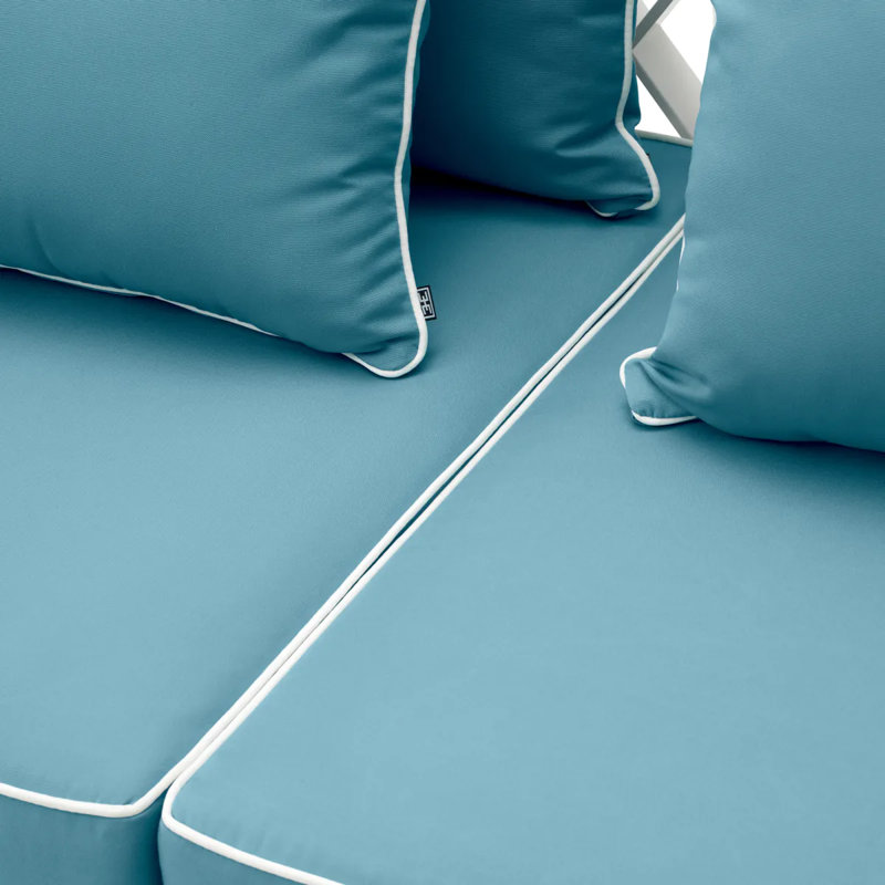 Outdoor 2 - Seat Loveseat, Mineral Blue Cushion/White Frame