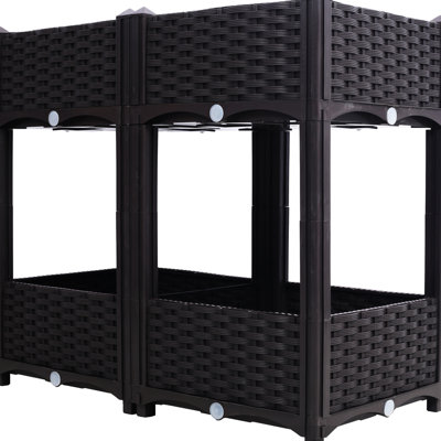 Lit extérieur en polypropylène surélevé - 31,5 po x 15,7 po x 27,7 po, drainage brun pour les légumes, les fleurs et les herbes, jardin surélevé 31,5 po x 15,7 po