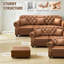 Canapé de 41,3 po rembourré en similicuir avec garniture cloutée et accoudoirs roulés, canapé Chesterfield de style Mid-Century capitonné, comprend 1 oreiller-130617351