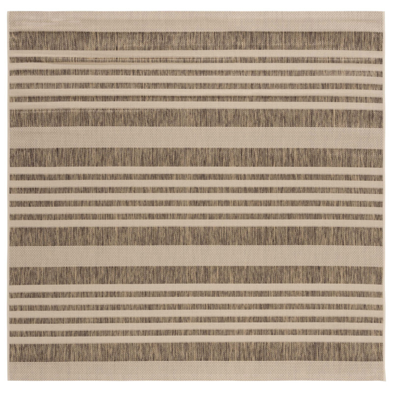 Herefordshire Performance Striped Indoor/Outdoor Area Rug, Square 7'1"