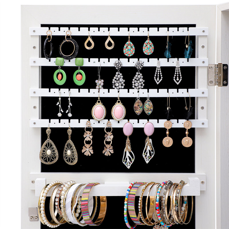 Armoire à bijoux murale avec miroir Castellon, Blanc