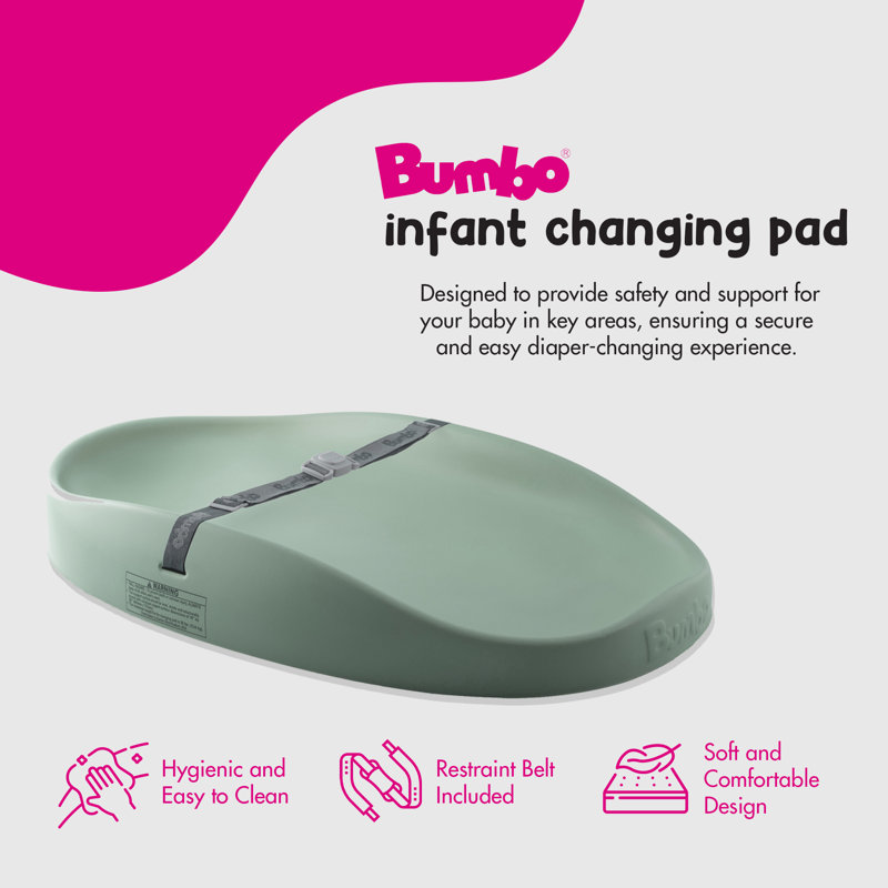 Hemlock Green Ergonomic Foam Baby Changing Pad with Safety Belt