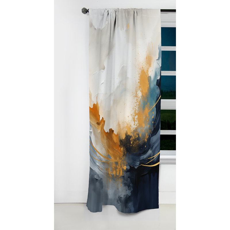 Gailey - Peinture abstraite rideau occultant - 1 panneaux, L 52 po x L 84 po