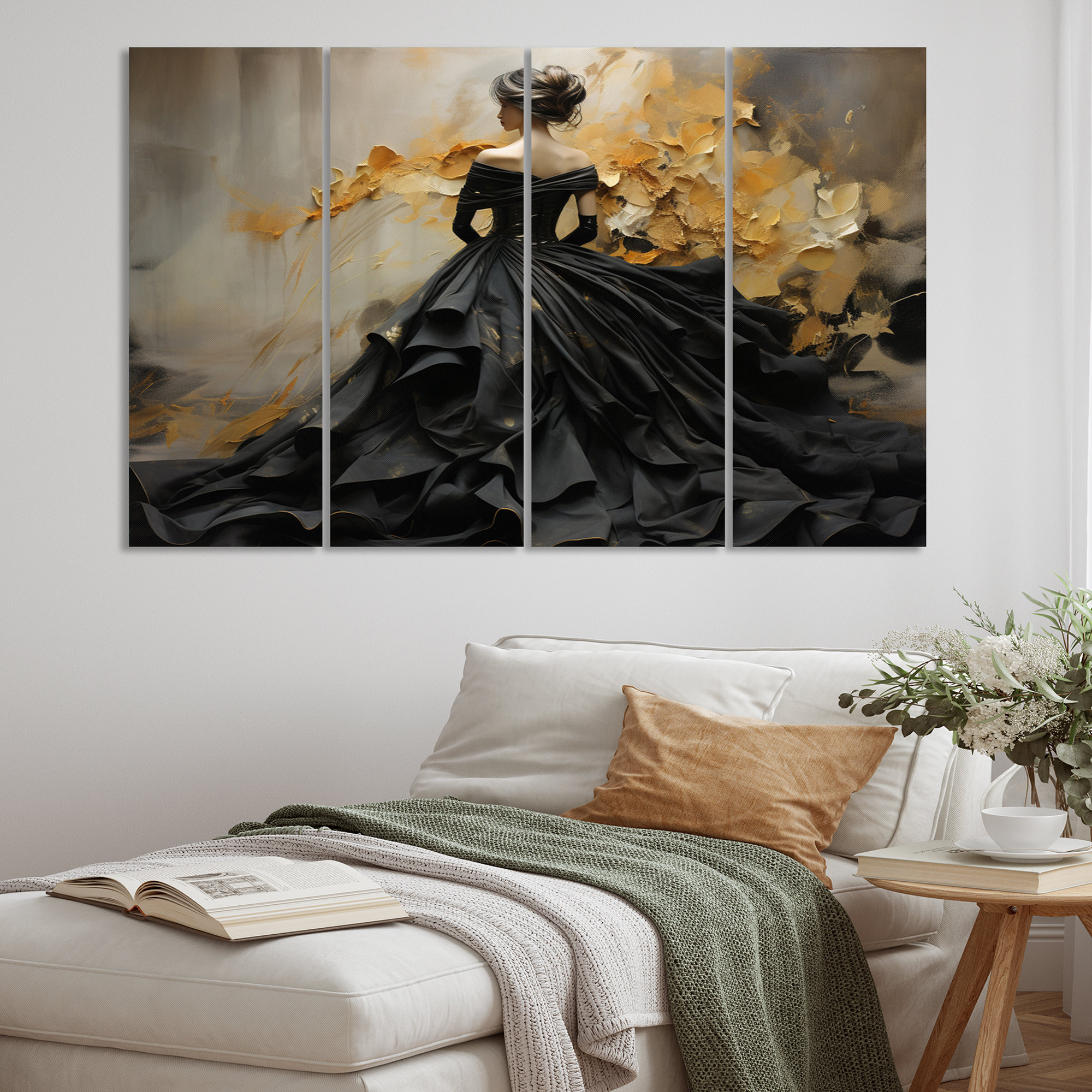 Design Art Fashion Elegance Unveiled Gold - Fashion Metal Wall Art