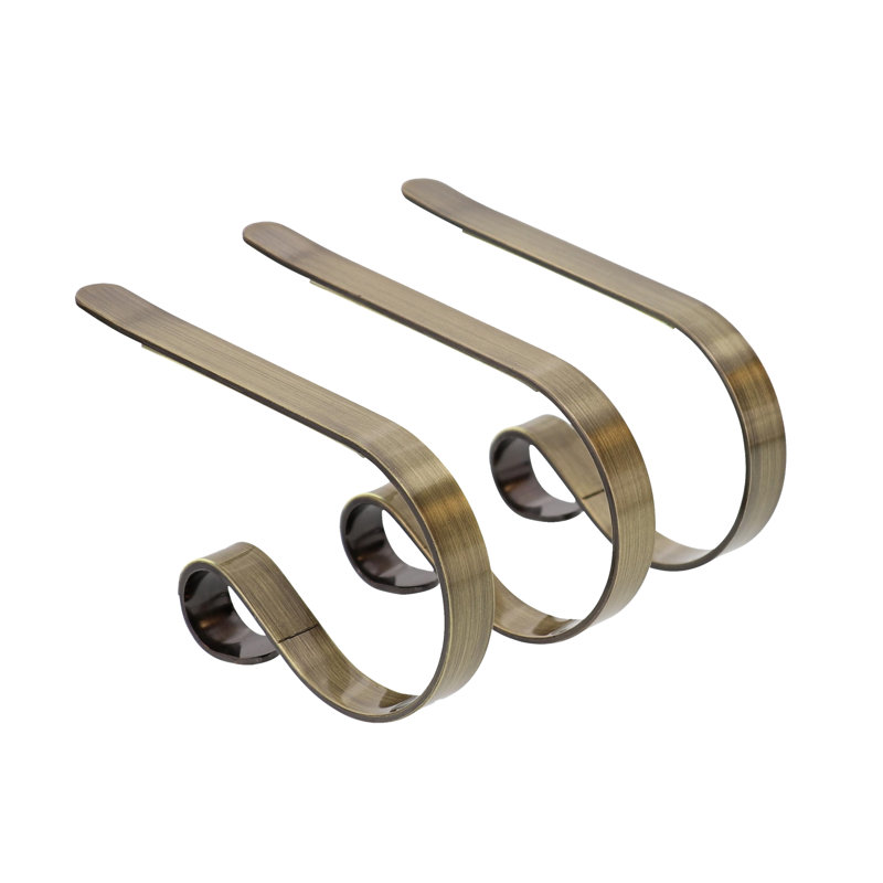 Mantleclip Stocking Holder, Antique Brass