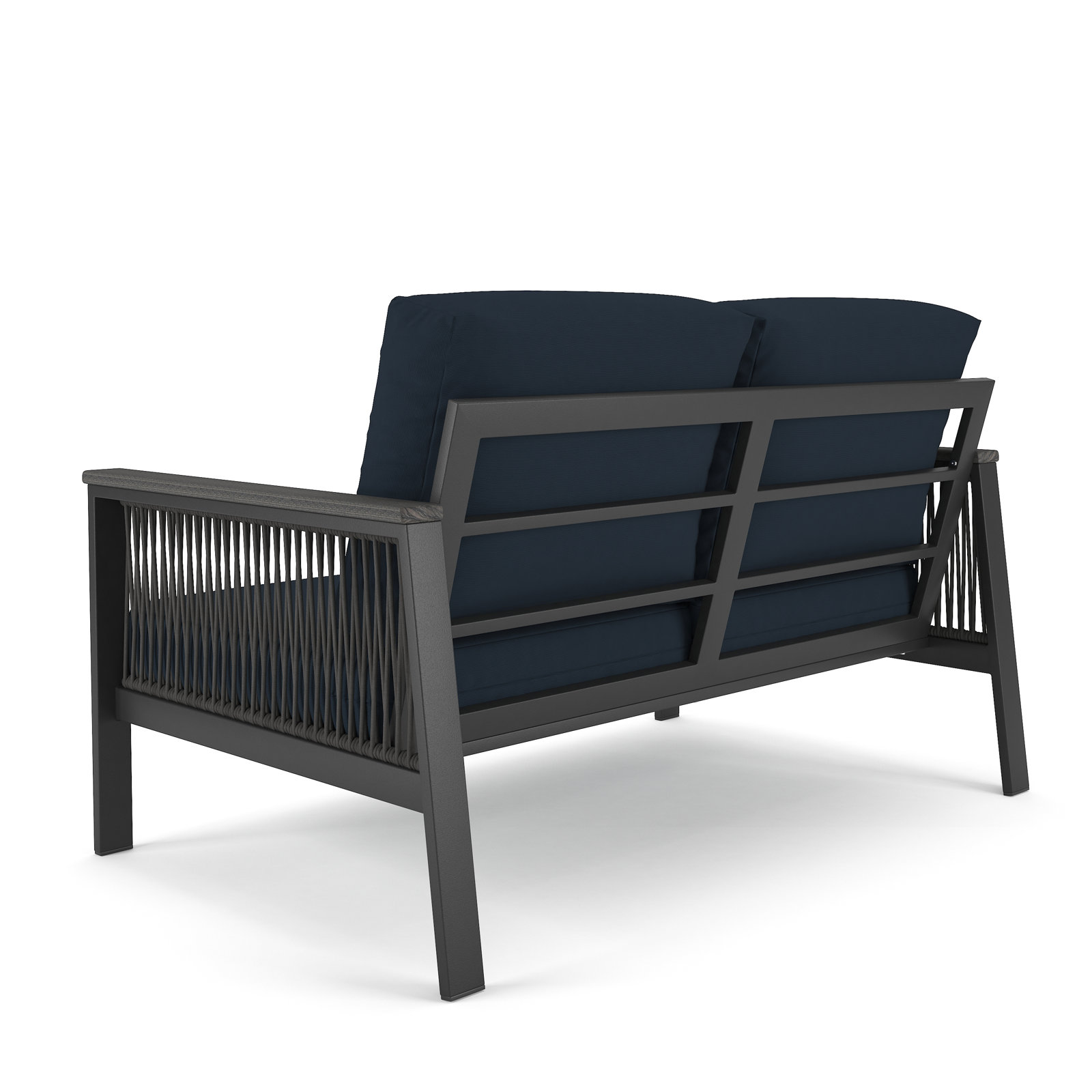 Townsend 55'' Wide Outdoor Loveseat with Sunbrella® Cushions, Canvas Navy Sunbrella® Canvas, Gray/Gray