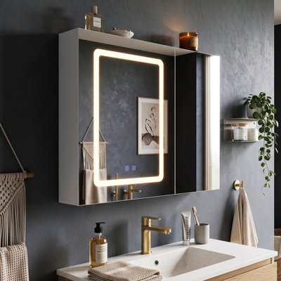 Manigault 700 Wall Mounted Framed Mirrored Bathroom Cabinets 4 Adjustable Shelves with Mirror