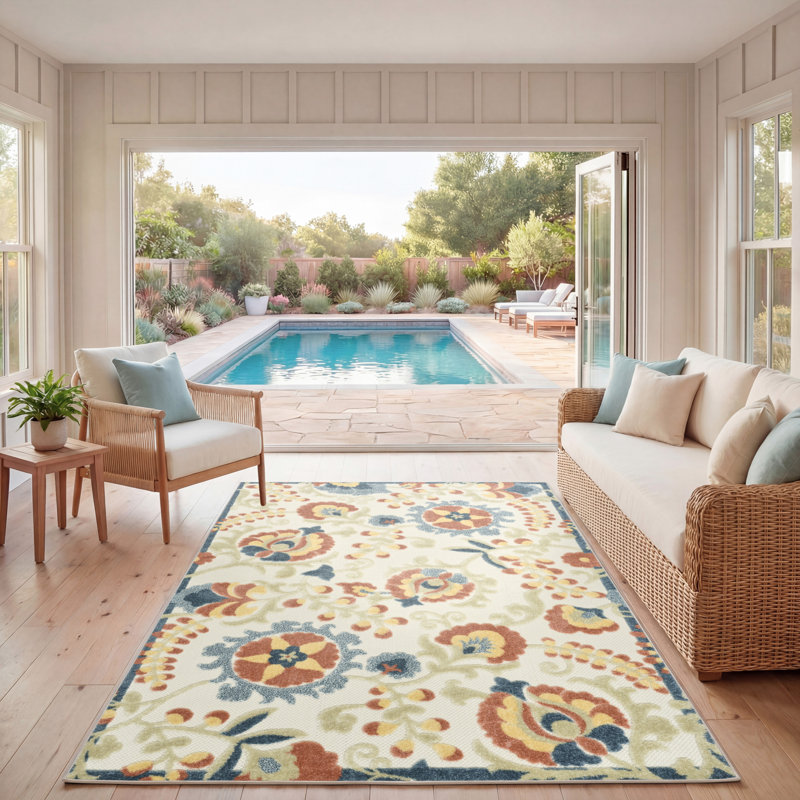 Gregori Grey Multicolor Farmhouse Rug, Rectangle 5'3" x 7'5"