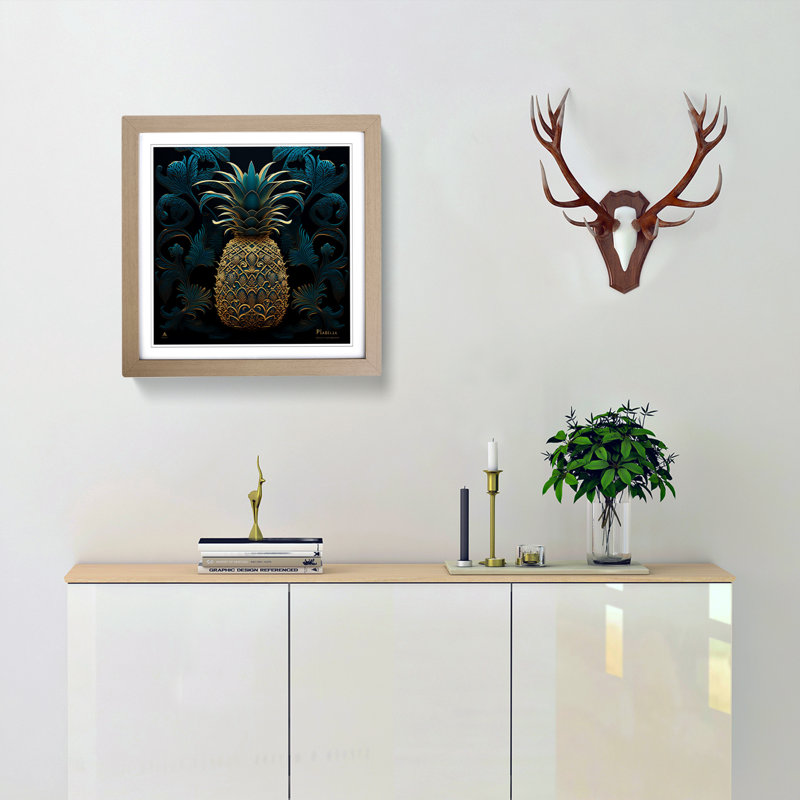 Pineapple Paisley - Framed Print, Oak