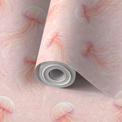 Papier de contact à peler et coller, médaillon rose transparent, délicate conception marine auto-adhésive et amovible 24 po x 118 po (60 x 300 cm)
