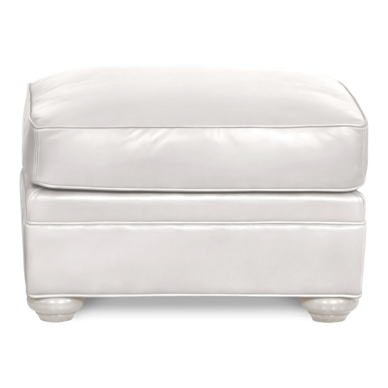East Lake Square Ottoman, Casa Blanca, Regent Chalk Genuine Leather
