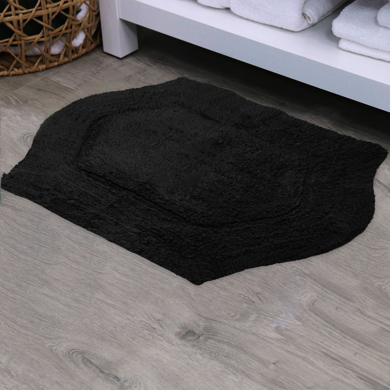 Tapis pour salle de bain Morissette, L 17 po x L 24 po, Noir, noir, noir, noir