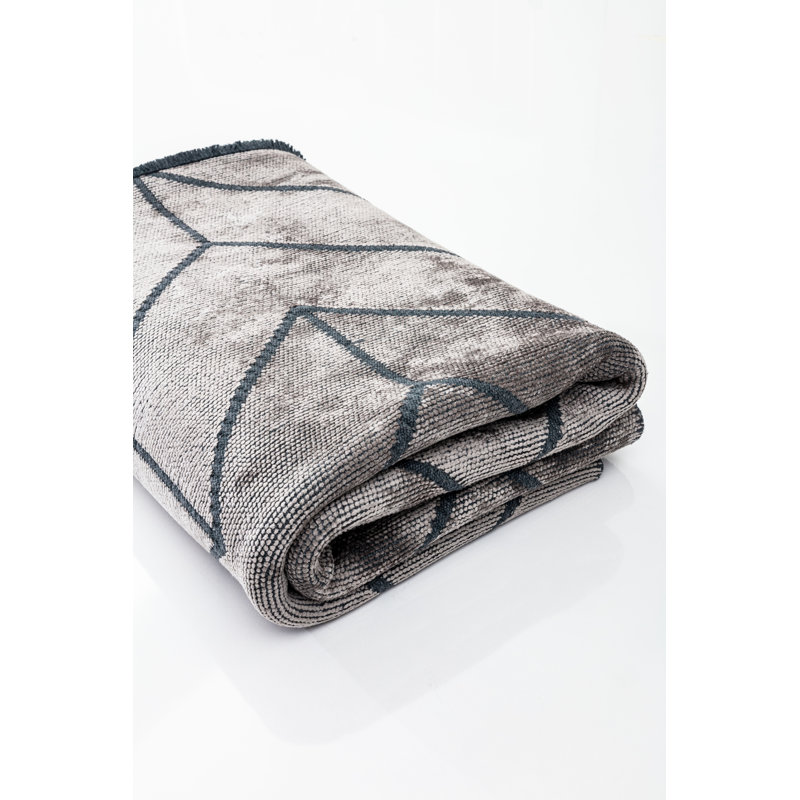 Brown/Beige/Gray Chevron Luxury Area Rug, Rectangle 7'10" x 11'2"