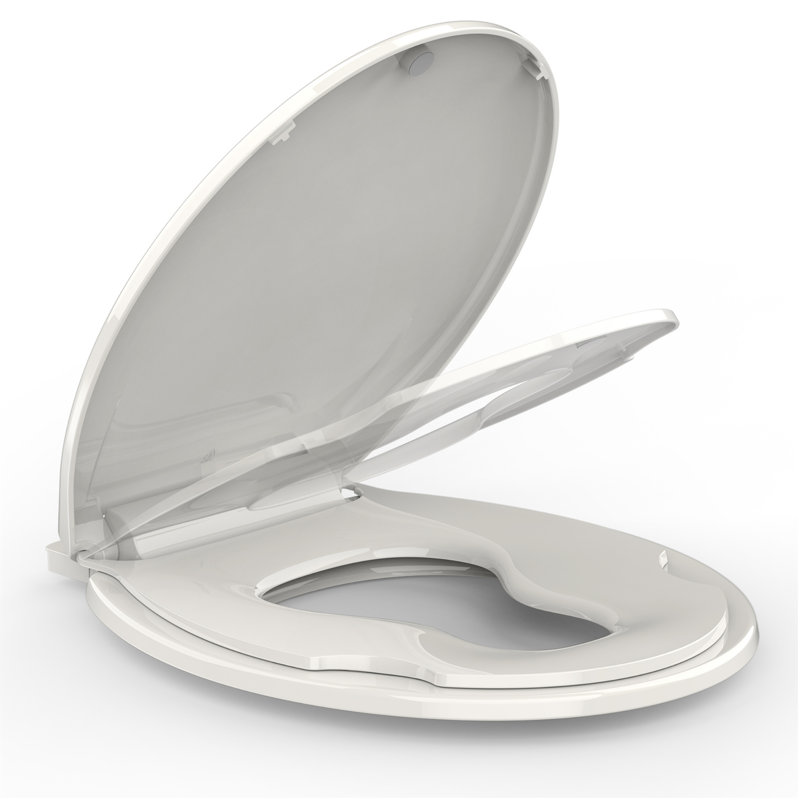Toilet Seat Round, Toilet Seat with Toddler Seat Built in, Potty Training Toilet Seat Round Fits Both Adult and Child, with Soft Close, Easy Install and Clean - Fits Most Round Toilets Biscuit