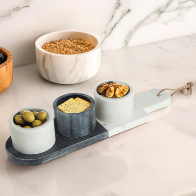 World Menagerie Slevin Marble Divided Serving Dish