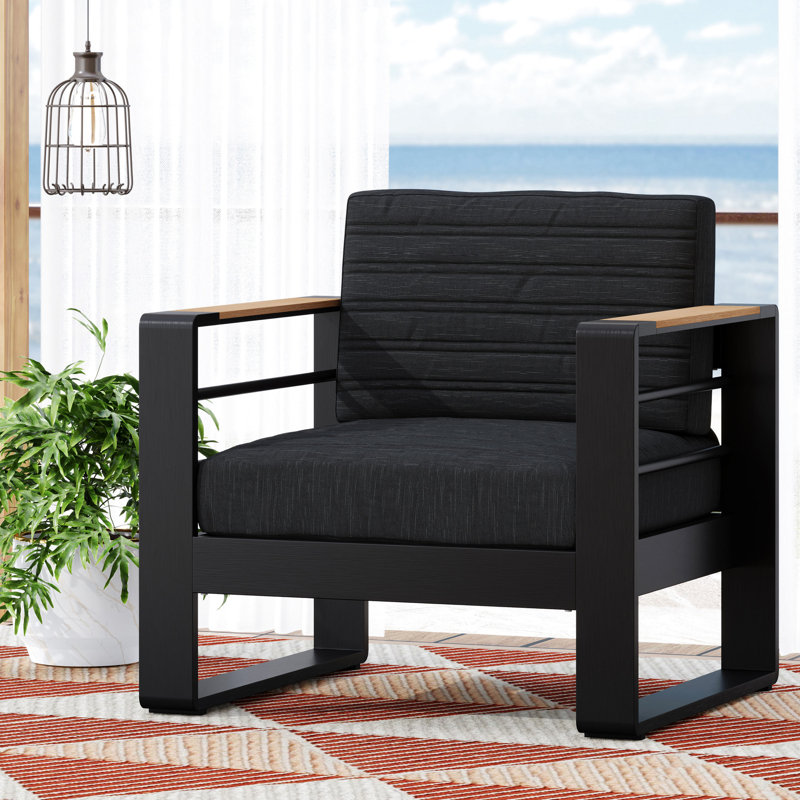 Dependable Club Chair - Aluminum Structure, Water- Upholstery, Slat Reliability Graceful Build, Cushion, Ornament